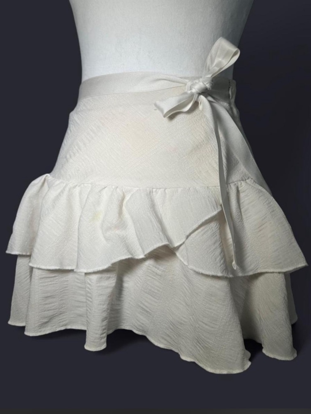 White Ruffle Tie-Waist Skirt
